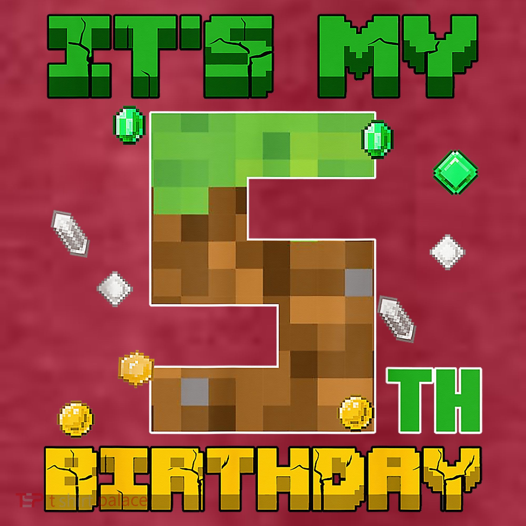 Birthday Boy It'S My 5th Birthday Gamer Pixel Number T-Shirt