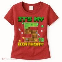 Birthday Boy It'S My 5th Birthday Gamer Pixel Number Women's T-Shirt thumb 0