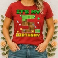 Birthday Boy It'S My 5th Birthday Gamer Pixel Number Women's T-Shirt thumb 2