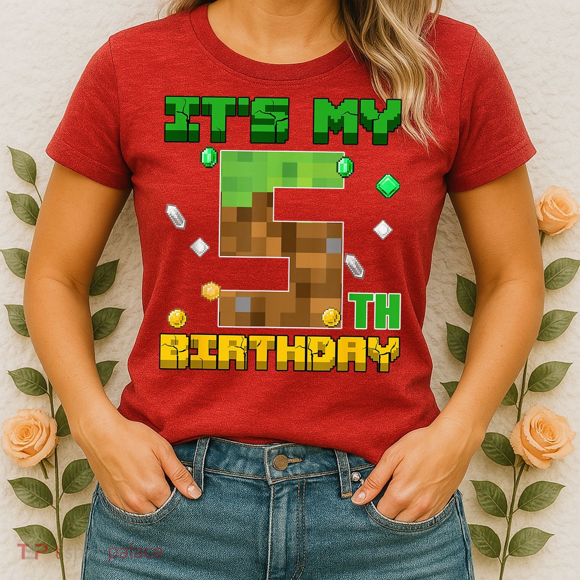 Birthday Boy It'S My 5th Birthday Gamer Pixel Number Women's T-Shirt