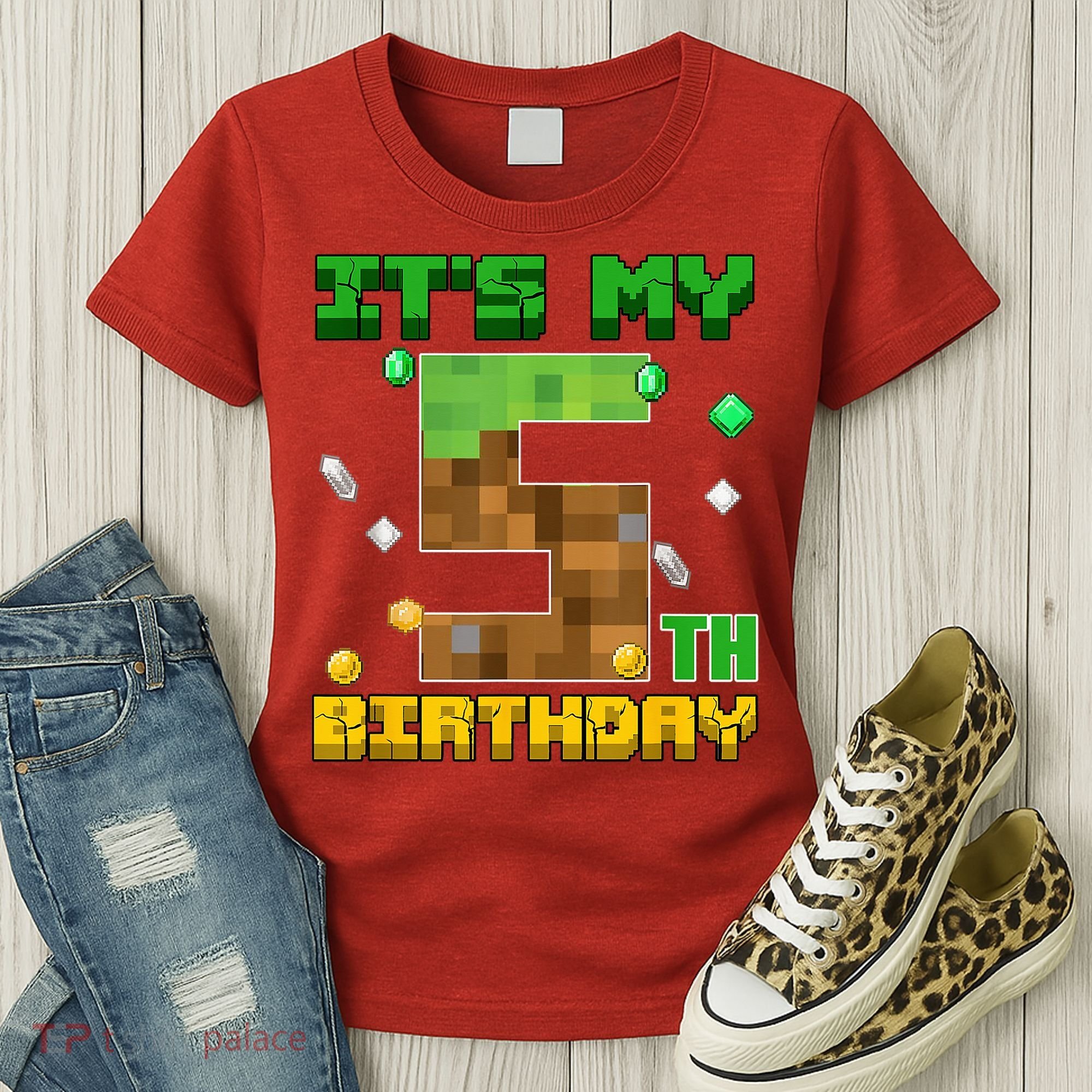 Birthday Boy It'S My 5th Birthday Gamer Pixel Number Women's T-Shirt