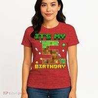 Birthday Boy It'S My 5th Birthday Gamer Pixel Number Women's T-Shirt thumb 4