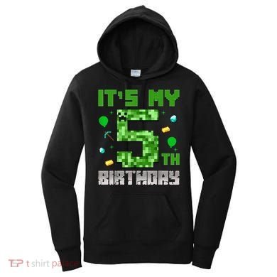 Birthday Boy It'S My 5th Birthday Gamer Pixel Number Women's Hoodie