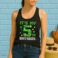 Birthday Boy It'S My 5th Birthday Gamer Pixel Number Women's Tank Top thumb 2