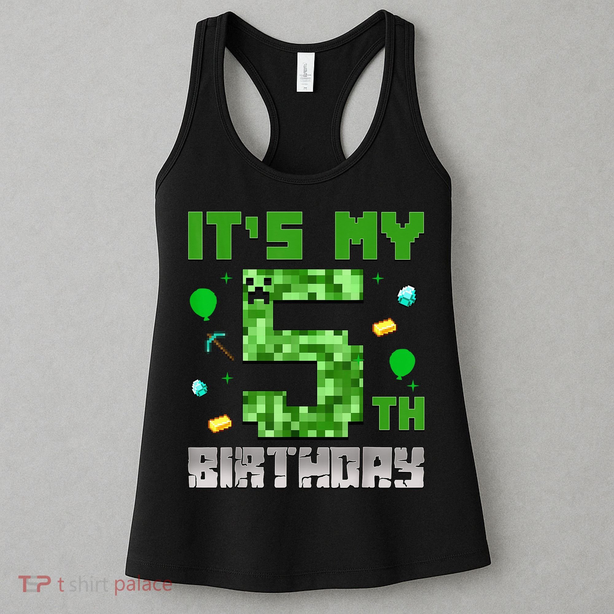 Birthday Boy It'S My 5th Birthday Gamer Pixel Number Women's Tank Top