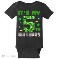 Birthday Boy It'S My 5th Birthday Gamer Pixel Number Baby Bodysuit thumb 0