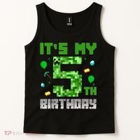 Birthday Boy It'S My 5th Birthday Gamer Pixel Number Tank Top thumb 2