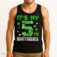 Birthday Boy It'S My 5th Birthday Gamer Pixel Number Tank Top thumb 3