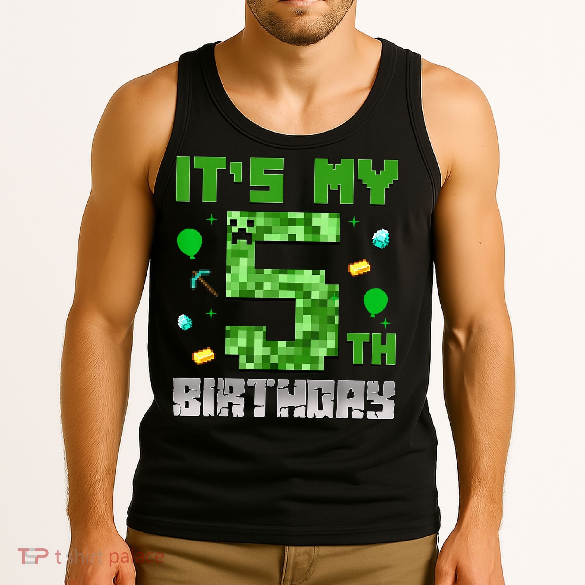 Birthday Boy It'S My 5th Birthday Gamer Pixel Number Tank Top