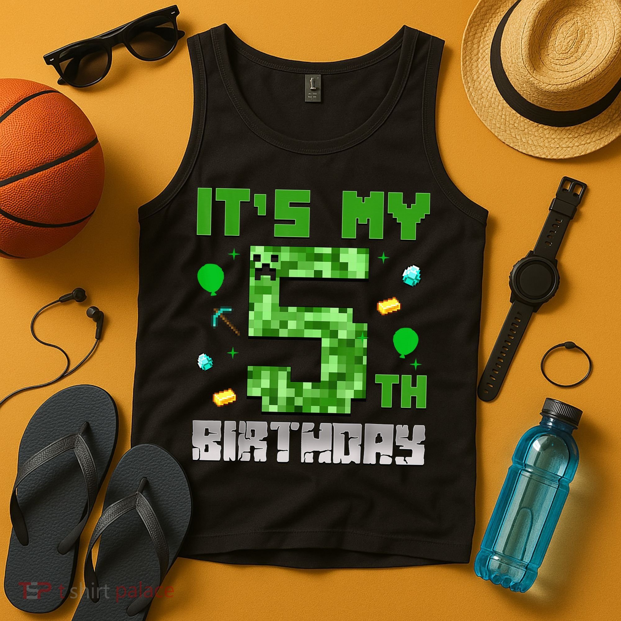 Birthday Boy It'S My 5th Birthday Gamer Pixel Number Tank Top