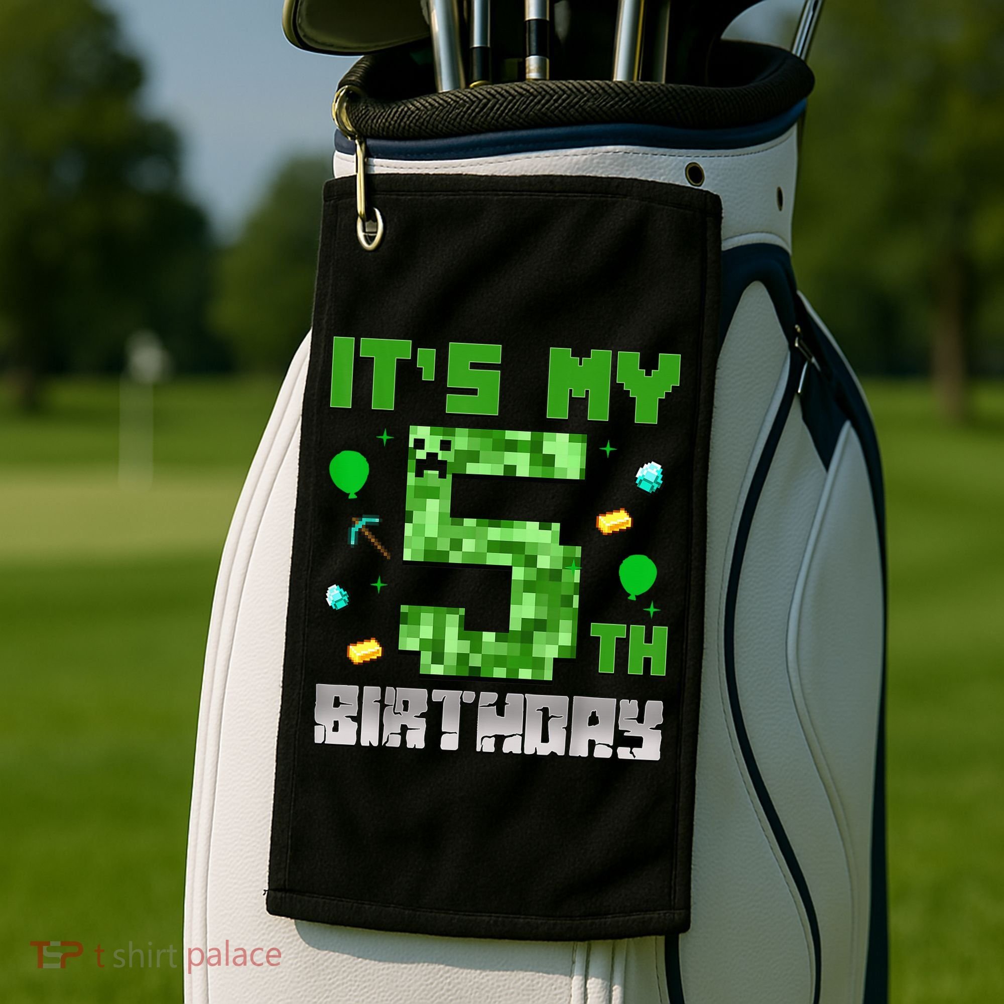 Birthday Boy It'S My 5th Birthday Gamer Pixel Number Golf Towel