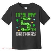 Birthday Boy It'S My 5th Birthday Gamer Pixel Number Toddler T-Shirt thumb 0