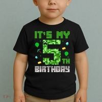 Birthday Boy It'S My 5th Birthday Gamer Pixel Number Toddler T-Shirt thumb 2