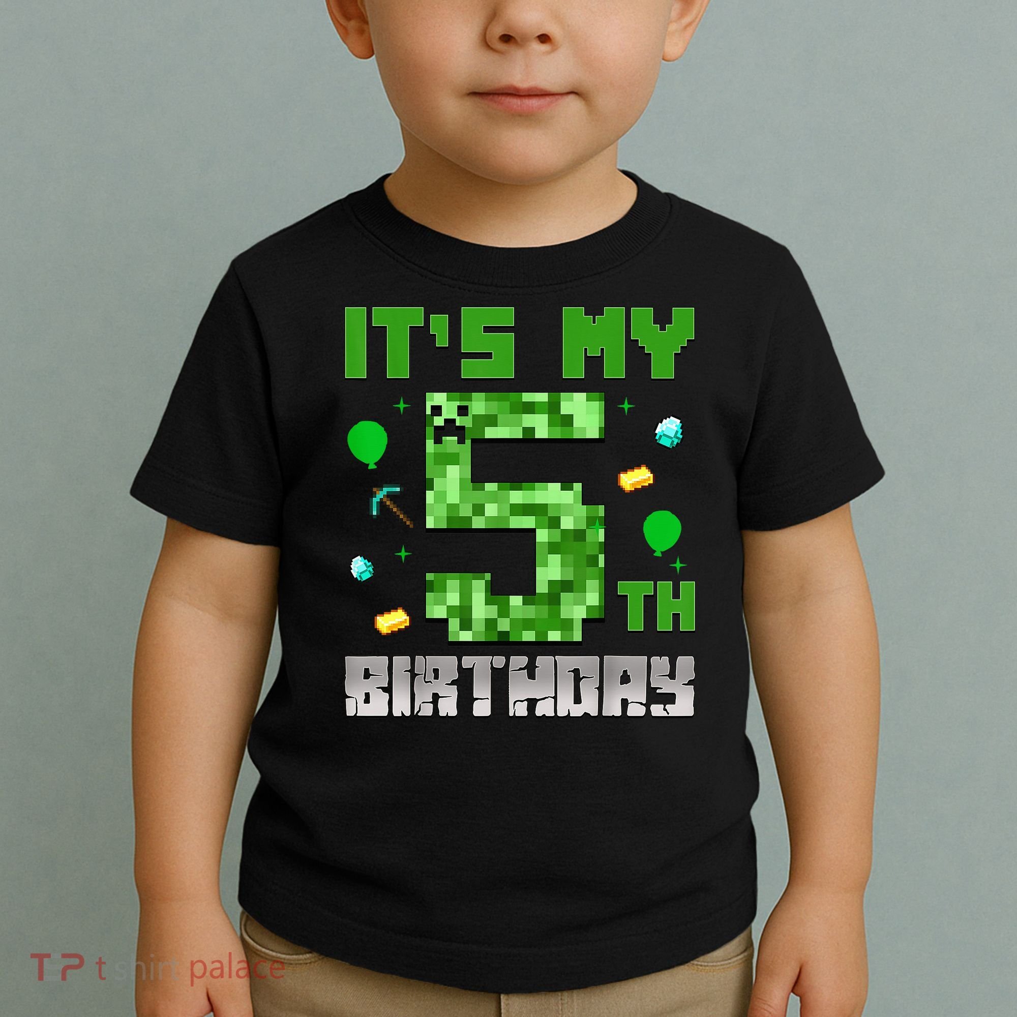 Birthday Boy It'S My 5th Birthday Gamer Pixel Number Toddler T-Shirt