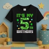 Birthday Boy It'S My 5th Birthday Gamer Pixel Number Toddler T-Shirt thumb 3