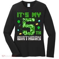 Birthday Boy It'S My 5th Birthday Gamer Pixel Number Women's Long Sleeve Shirt thumb 0