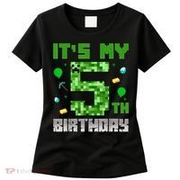 Birthday Boy It'S My 5th Birthday Gamer Pixel Number Women's T-Shirt thumb 0