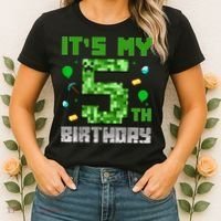 Birthday Boy It'S My 5th Birthday Gamer Pixel Number Women's T-Shirt thumb 2