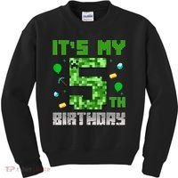 Birthday Boy It'S My 5th Birthday Gamer Pixel Number Kids Sweatshirt thumb 0