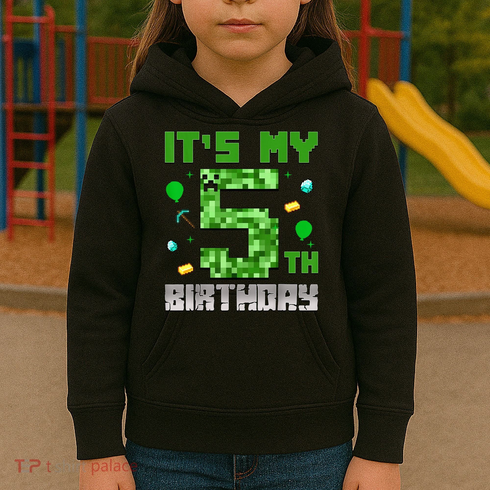 Birthday Boy It'S My 5th Birthday Gamer Pixel Number Kids Hoodie