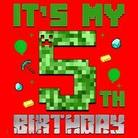 Birthday Boy It'S My 5th Birthday Gamer Pixel Number Santa Hat thumb 1