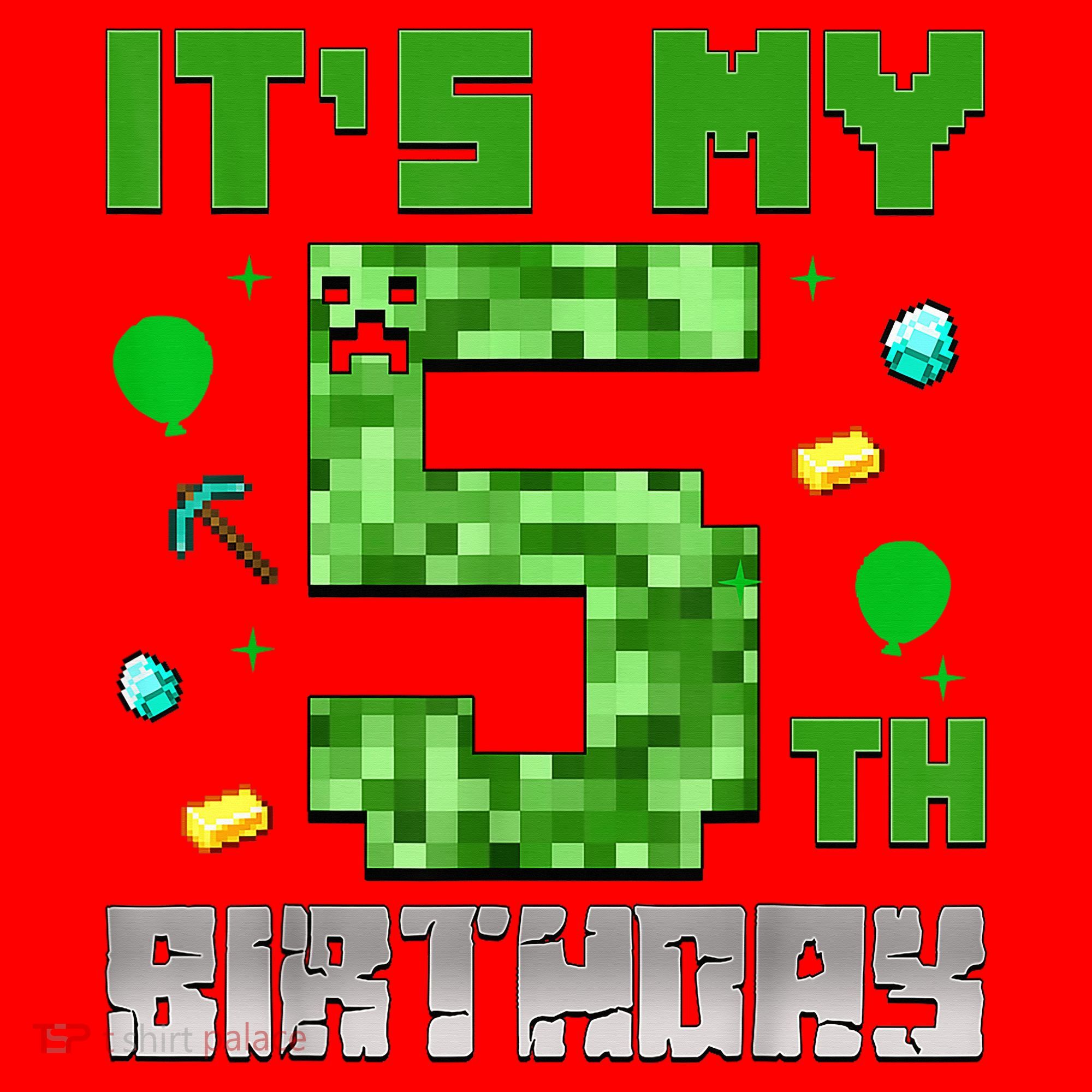 Birthday Boy It'S My 5th Birthday Gamer Pixel Number Santa Hat