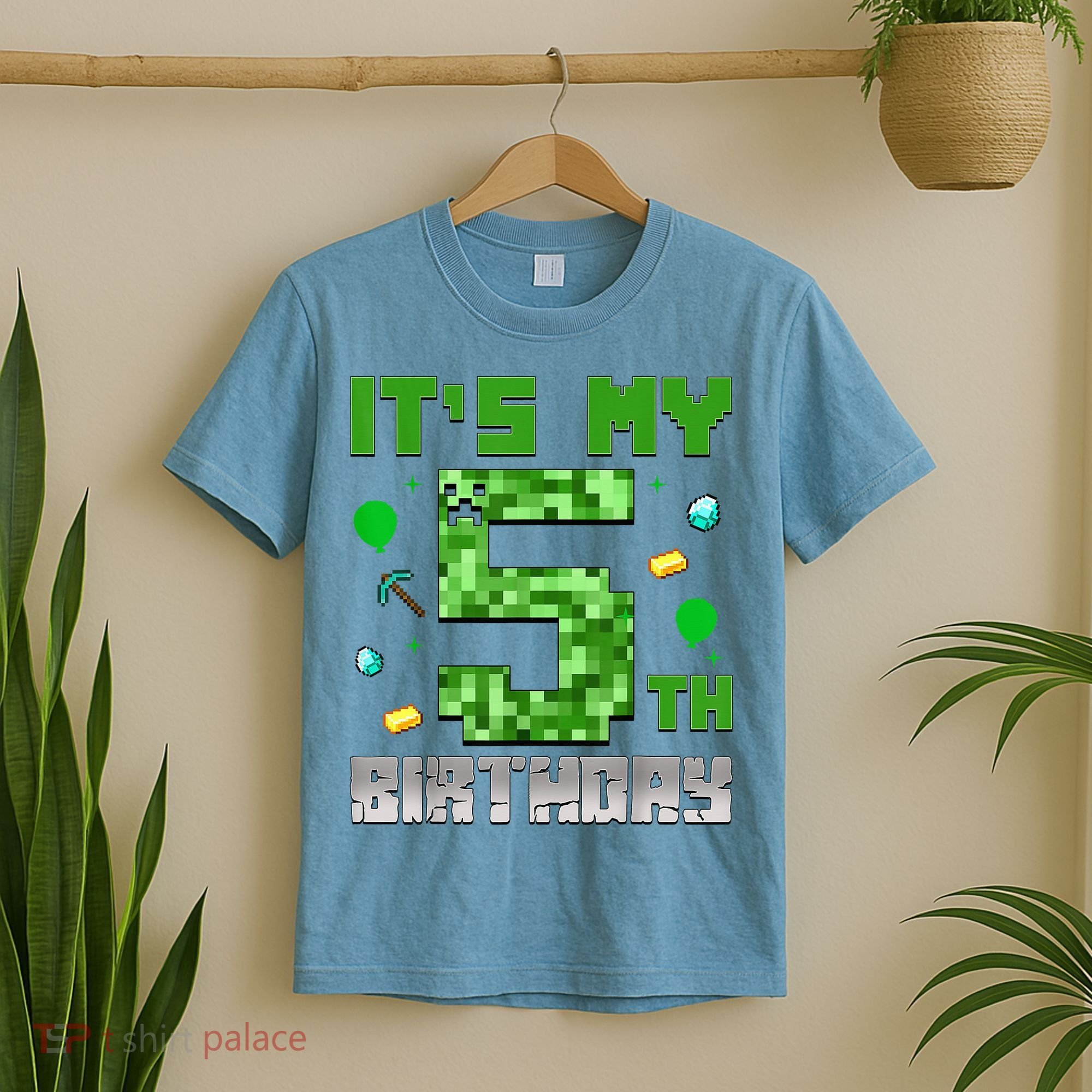 Birthday Boy It'S My 5th Birthday Gamer Pixel Number T-Shirt