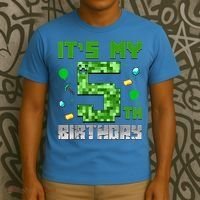 Birthday Boy It'S My 5th Birthday Gamer Pixel Number T-Shirt thumb 3