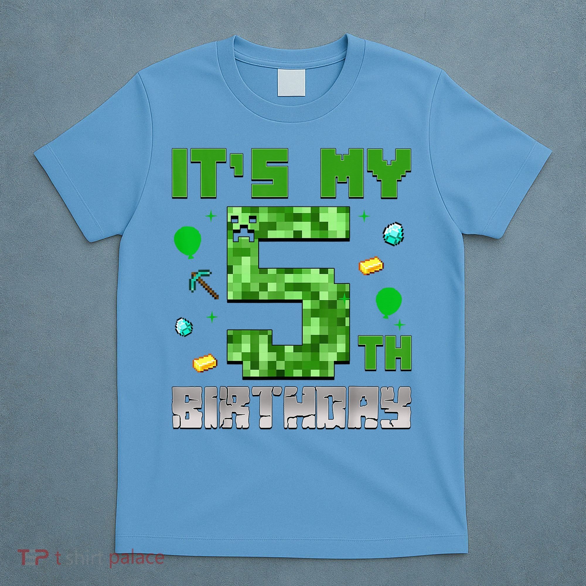Birthday Boy It'S My 5th Birthday Gamer Pixel Number T-Shirt