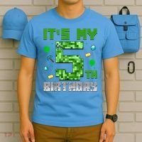 Birthday Boy It'S My 5th Birthday Gamer Pixel Number T-Shirt thumb 5