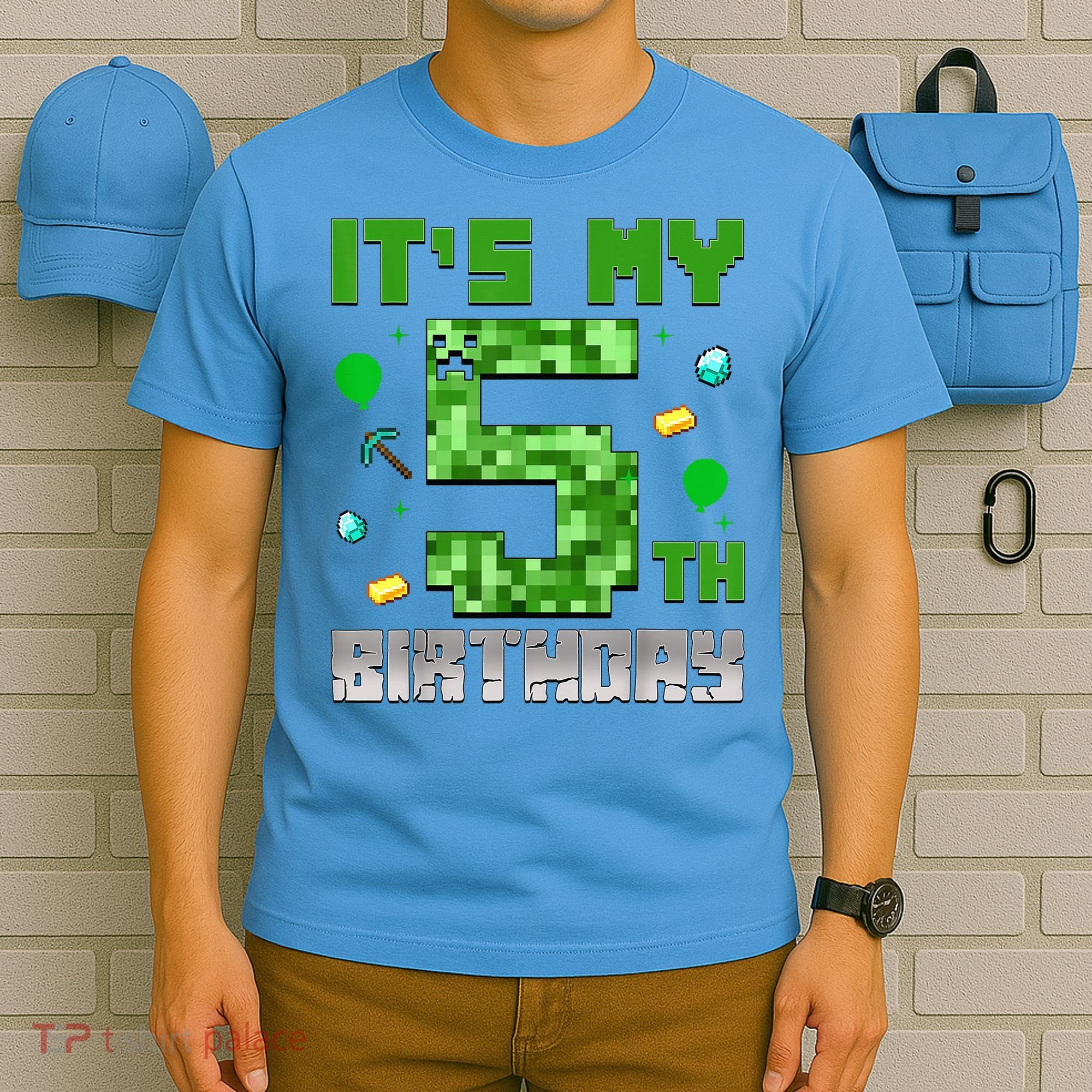 Birthday Boy It'S My 5th Birthday Gamer Pixel Number T-Shirt