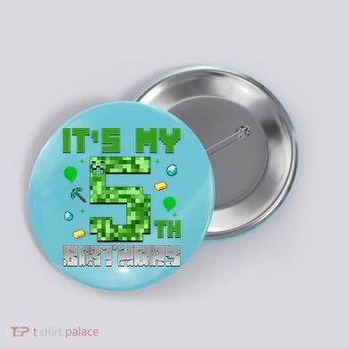 Birthday Boy It'S My 5th Birthday Gamer Pixel Number Button