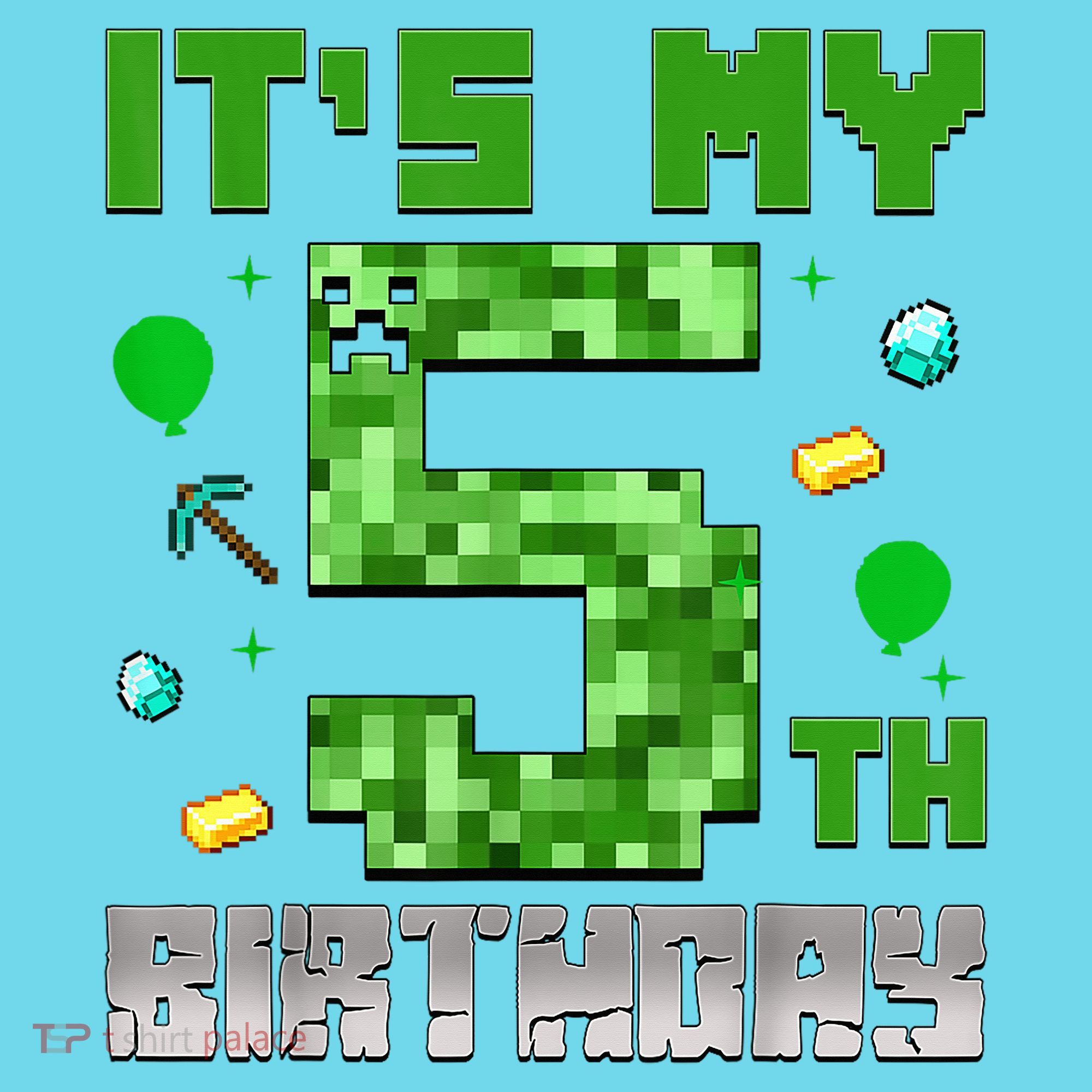 Birthday Boy It'S My 5th Birthday Gamer Pixel Number Button