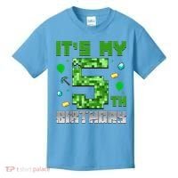 Birthday Boy It'S My 5th Birthday Gamer Pixel Number Kids T-Shirt thumb 0