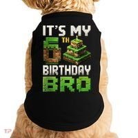 Birthday Boy It'S My 6th Birthday Bro 6 Year Old Gamer Pixel Doggie Tank thumb 0