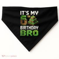 Birthday Boy It'S My 6th Birthday Bro 6 Year Old Gamer Pixel USA-Made Doggie Bandana thumb 0