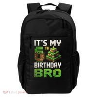 Birthday Boy It'S My 6th Birthday Bro 6 Year Old Gamer Pixel Backpack thumb 0