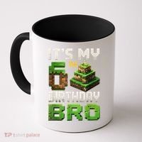 Birthday Boy It'S My 6th Birthday Bro 6 Year Old Gamer Pixel Coffee Mug thumb 0