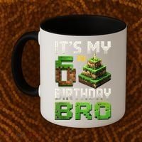 Birthday Boy It'S My 6th Birthday Bro 6 Year Old Gamer Pixel Coffee Mug thumb 2
