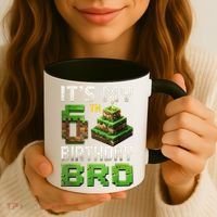 Birthday Boy It'S My 6th Birthday Bro 6 Year Old Gamer Pixel Coffee Mug thumb 3