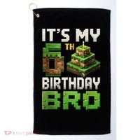 Birthday Boy It'S My 6th Birthday Bro 6 Year Old Gamer Pixel Golf Towel thumb 0