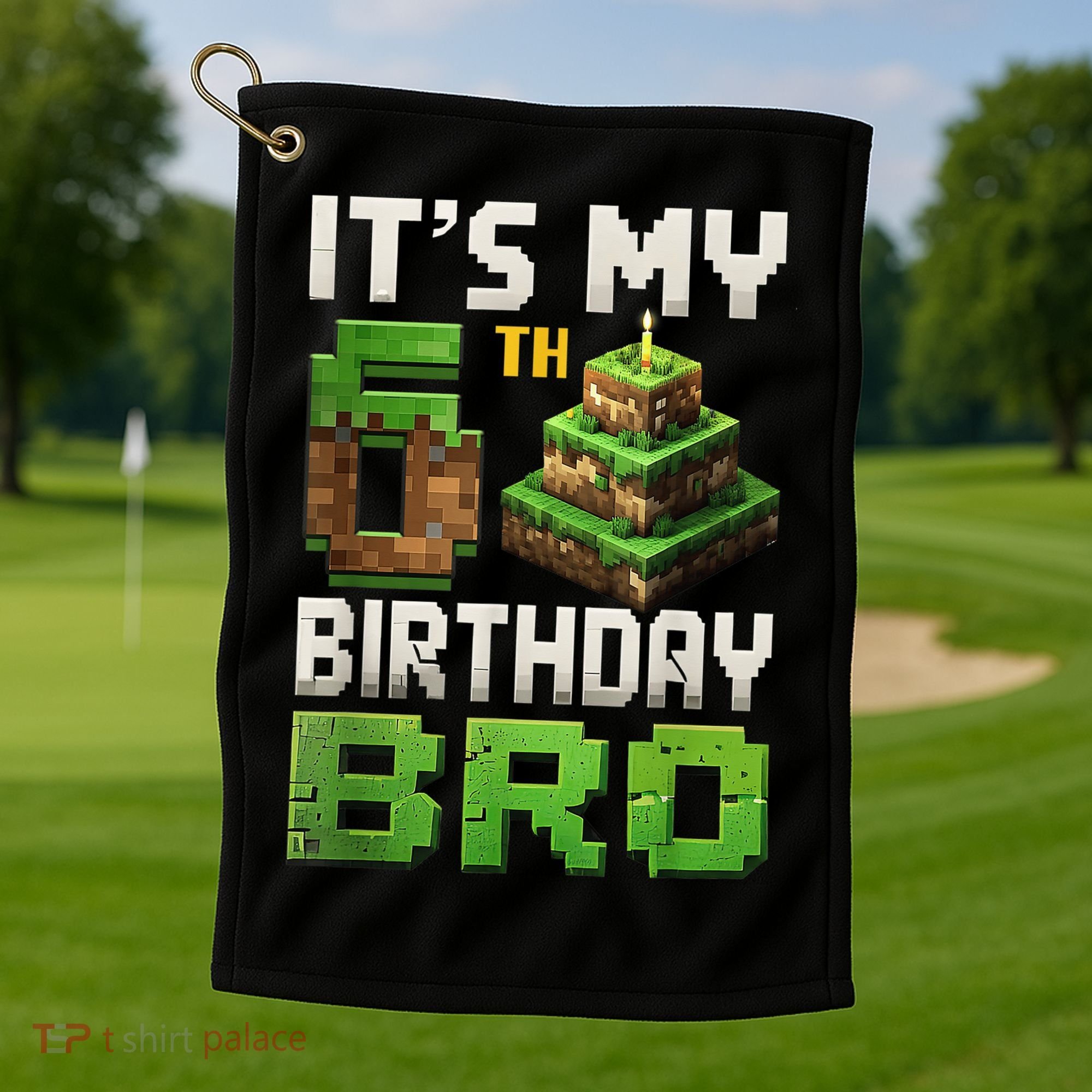 Birthday Boy It'S My 6th Birthday Bro 6 Year Old Gamer Pixel Golf Towel
