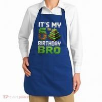 Birthday Boy It'S My 6th Birthday Bro 6 Year Old Gamer Pixel Apron thumb 2