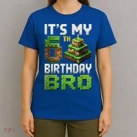 Birthday Boy It'S My 6th Birthday Bro 6 Year Old Gamer Pixel T-Shirt thumb 4