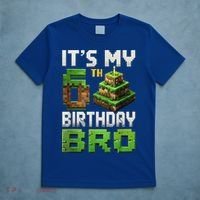 Birthday Boy It'S My 6th Birthday Bro 6 Year Old Gamer Pixel T-Shirt thumb 5