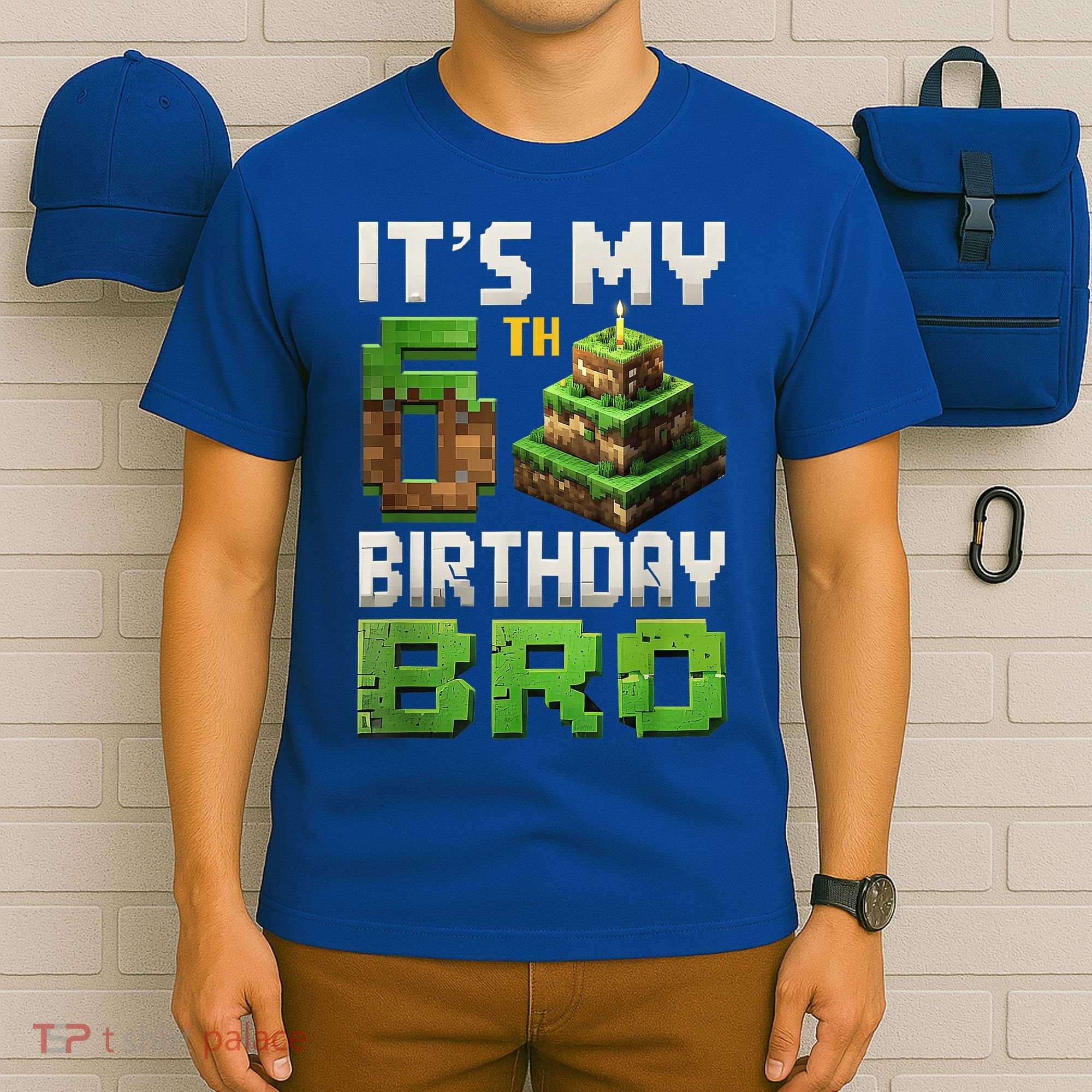 Birthday Boy It'S My 6th Birthday Bro 6 Year Old Gamer Pixel T-Shirt
