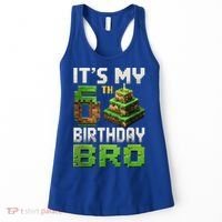 Birthday Boy It'S My 6th Birthday Bro 6 Year Old Gamer Pixel Women's Tank Top thumb 0