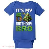 Birthday Boy It'S My 6th Birthday Bro 6 Year Old Gamer Pixel Baby Bodysuit thumb 0