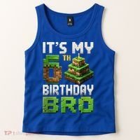 Birthday Boy It'S My 6th Birthday Bro 6 Year Old Gamer Pixel Tank Top thumb 2