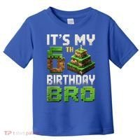Birthday Boy It'S My 6th Birthday Bro 6 Year Old Gamer Pixel Toddler T-Shirt thumb 0